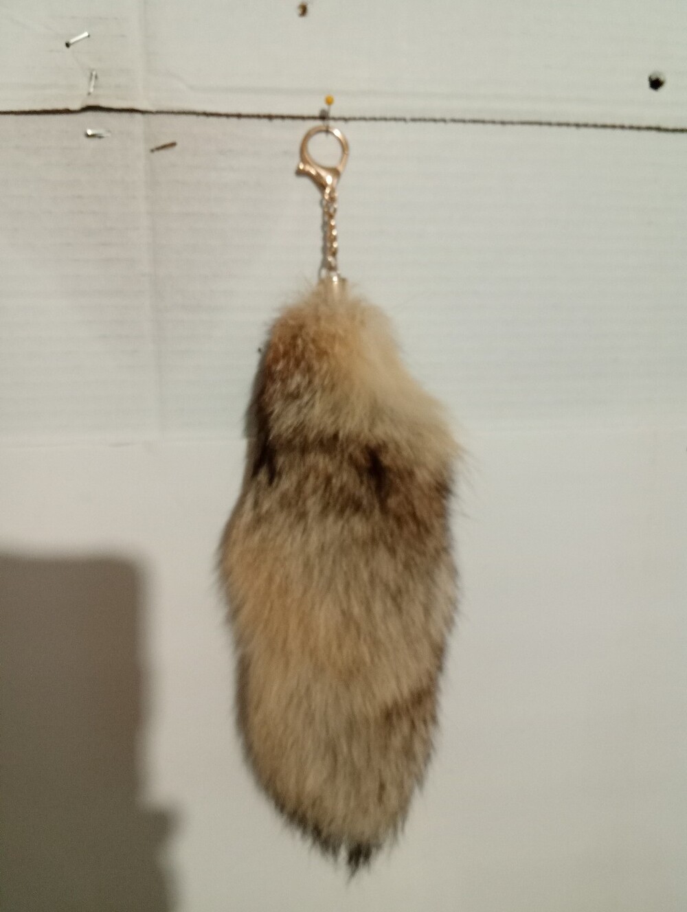 Faux Fur Pom Keychain Charm in Tan